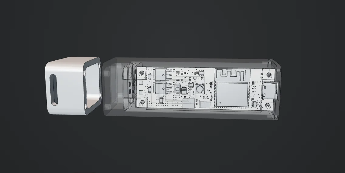 ovi prototype with a silver enclosure and its circuit board revealed
